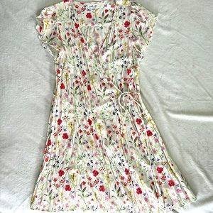 White Wildflower Wrap Dress Indie Bridal Shower Dress Small Velvet S